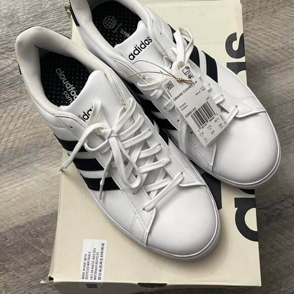 Size 12-Adidas Grand Court 2.0 Cloudfoam Lifestyle Sneakers in White/Black